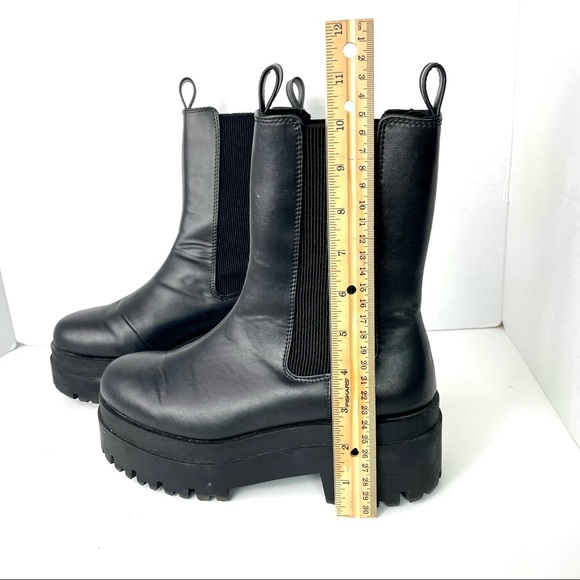 H&M Faux Leather High Profile Chelsea Boots Chunky Block Heel Y2K 90s Sz. 38 - Picture 2 of 13